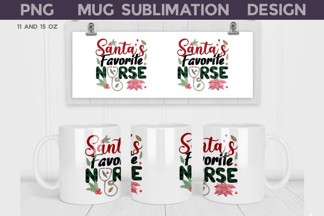 Santas Favorite Nurse Mug Wrap Sublimation WatercolorColorDream 