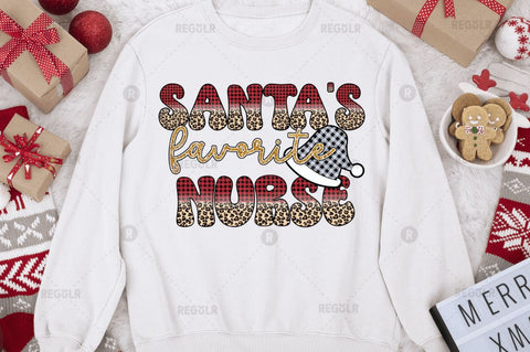 Santa's favorite Nurse Sublimation Design Sublimation Regulrcrative 
