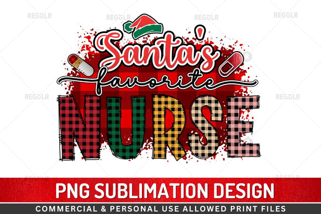 Santa's favorite nurse Sublimation Design Sublimation Regulrcrative 
