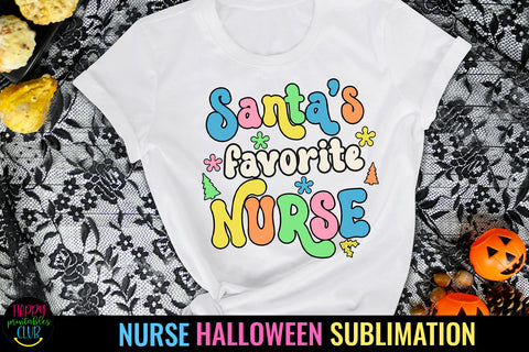 Santa's Favorite Nurse Sublimation I Holiday Nurse PNG Sublimation Happy Printables Club 