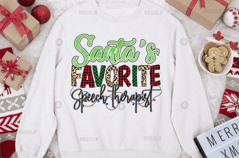 Santa's favorite Speech therapist Sublimation Design Sublimation Regulrcrative 