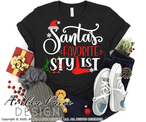 Santa's favorite Stylist SVG | Hair Dresser Christmas SVG PNG DXF | Winter Shirt SVG | Holiday Decor SVGs SVG Amber Price Design 