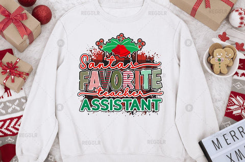 Santa's favorite teacher assistant Sublimation Design Sublimation Regulrcrative 