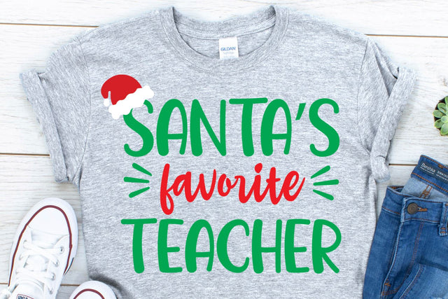 Santa's Favorite Teacher - Christmas SVG - Teacher SVG SVG She Shed Craft Store 