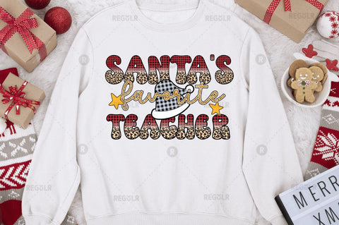 Santa's favorite Teacher Sublimation Design Sublimation Regulrcrative 