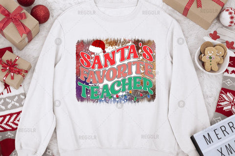 Santa's favorite teacher Sublimation Design Sublimation Regulrcrative 