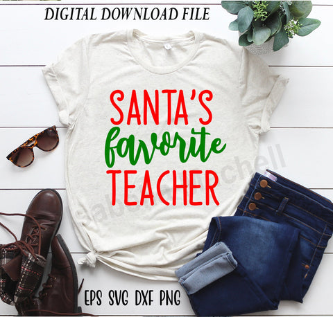 Santa's favorite teacher svg, Christmas Santa t shirt, Christmas teacher svg, Santa t shirt, SVG Isabella Machell 