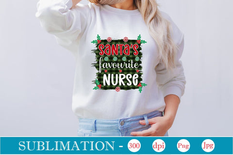 Santa’s Favourite Nurse Sublimation SVGs,Quotes and Sayings,Food & Drink,On Sale, Print & Cut Sublimation DesignPlante 503 