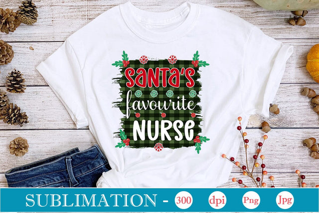 Santa’s Favourite Nurse Sublimation SVGs,Quotes and Sayings,Food & Drink,On Sale, Print & Cut Sublimation DesignPlante 503 
