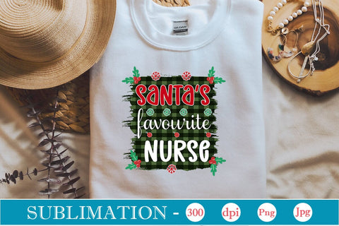 Santa’s Favourite Nurse Sublimation SVGs,Quotes and Sayings,Food & Drink,On Sale, Print & Cut Sublimation DesignPlante 503 