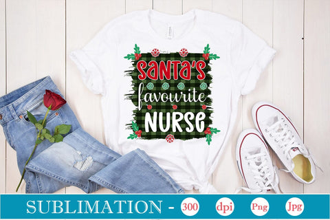 Santa’s Favourite Nurse Sublimation SVGs,Quotes and Sayings,Food & Drink,On Sale, Print & Cut Sublimation DesignPlante 503 