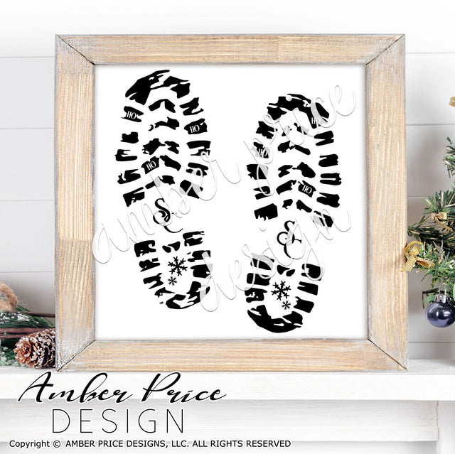 Santa's Footprints SVG PNG DXF | Santa's Bootprints SVG | Christmas SVG | Adults and Kids Winter SVG | Holiday Home Decor SVGs SVG Amber Price Design 