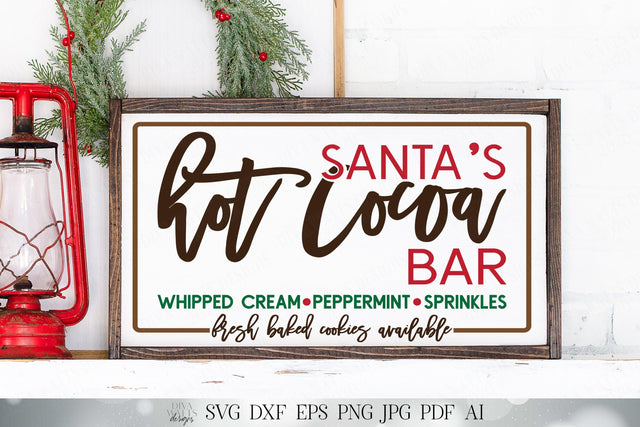 Santa's Hot Cocoa Bar SVG | Modern Christmas SVG | Christmas Kitchen SVG | dxf and more! | Printable SVG Diva Watts Designs 