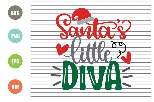 Santa's Little Diva Svg - Christmas Svg, Png, Dxf, Eps Cut Files SVG Artstoredigital 