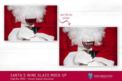 Santa's (red) Wine Glass - Christmas styled mock up Mock Up Photo Mae Middleton Studio 