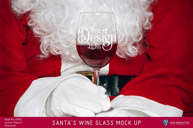 Santa's (red) Wine Glass - Christmas styled mock up Mock Up Photo Mae Middleton Studio 