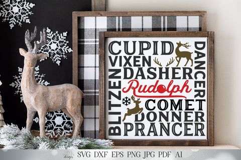 Santa's Reindeer Subway Art - Dasher Dancer Prancer Vixen Comet Cupid Donner Blitzen Rudolph SVG Printable and More! SVG Diva Watts Designs 