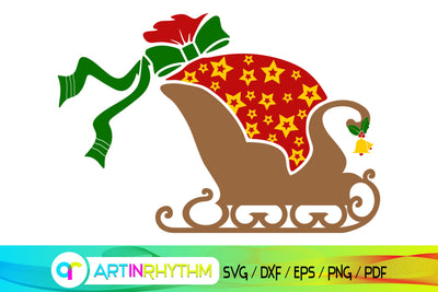 Santa's sleigh, Merry Christmas SVG, Christmas SVG, Christmas ornaments SVG, Sleigh SVG, Christmas SVG design, Merry Christmas, Christmas SVG file, Christmas cut file SVG Artinrhythm shop 
