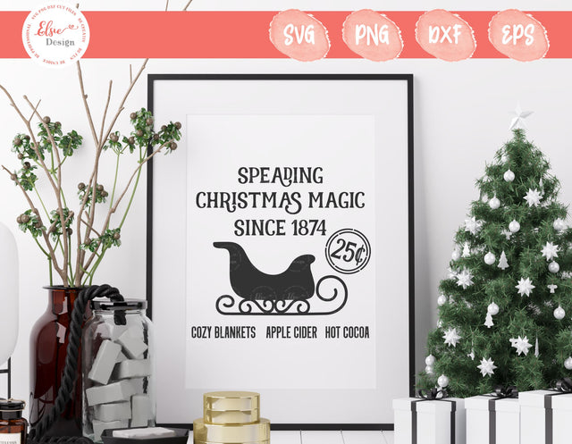 Santa's Sleigh - SVG, PNG, DXF, EPS SVG Elsie Loves Design 