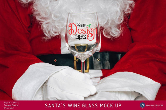 Santa's Wine Glass - Christmas Mock Up Mock Up Photo Mae Middleton Studio 