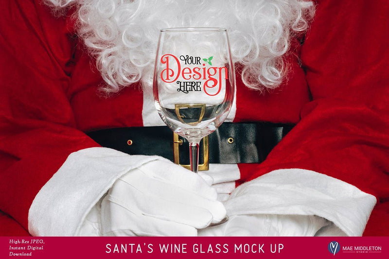 Santa's Wine Glass - Christmas Mock Up Mock Up Photo Mae Middleton Studio 