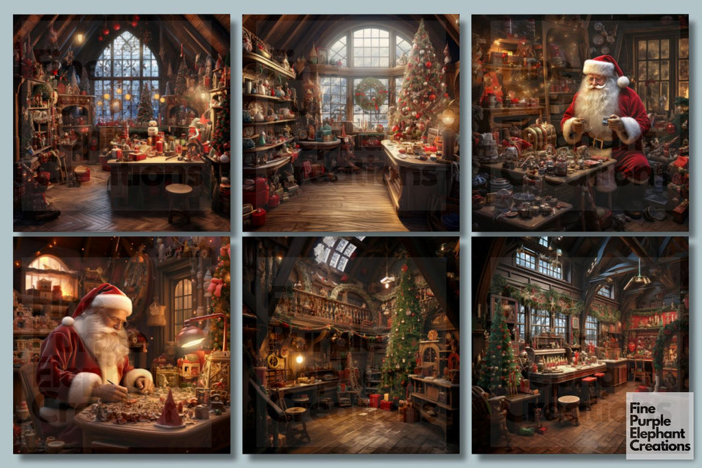 Santa's Workshop | Christmas Holiday Background - So Fontsy