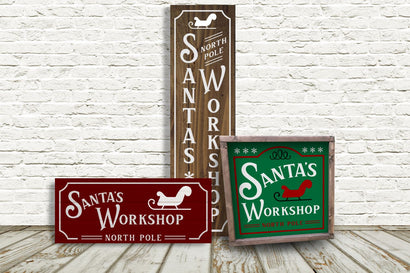 Santa's Workshop Christmas Porch Sign Trio SVG Designed by Geeks 