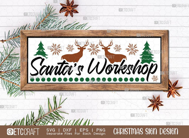 Santa’s Workshop Christmas Sign SVG Cut File | Farmhouse Svg | Horizontal Sign Svg | Holiday Decor Svg | Christmas Door Sign | Santa Svg | Christmas Sign Svg | Christmas Wood Sign Design SVG ETC Craft 