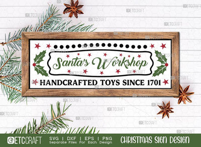 Santa's Workshop Sign SVG Cut File | Christmas Kids Svg | Horizontal Sign | Christmas Door Hanger | Farmhouse Decor Svg | Welcome Sign | Christmas Wood Sign Design SVG ETC Craft 