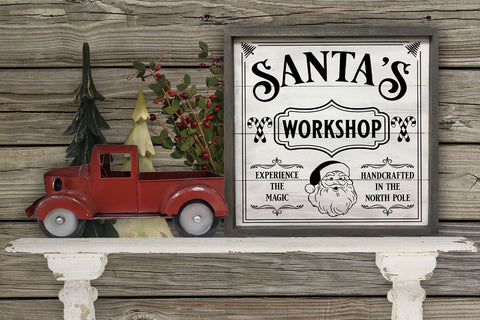 Santa's Workshop SVG | Vintage Christmas Sign Cut File SVG B Renee Design 