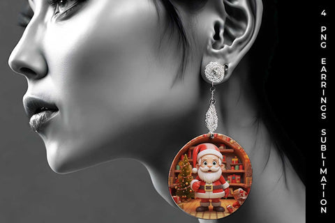 Santa's Workshop Wonders Earrings: Joyful Christmas Preparations, 3D Holiday Magic Sublimation Sintegra 