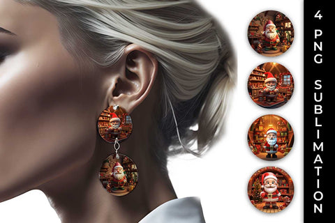 Santa's Workshop Wonders Earrings: Joyful Christmas Preparations, 3D Holiday Magic Sublimation Sintegra 