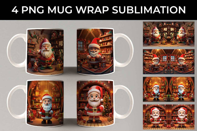 Santa's Workshop Wonders Mug: Joyful Christmas Preparations, 3D Holiday Magic Sublimation Sintegra 