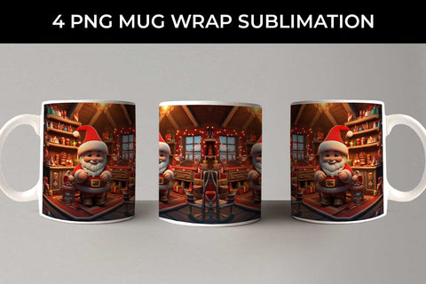 Santa's Workshop Wonders Mug: Joyful Christmas Preparations, 3D Holiday Magic Sublimation Sintegra 