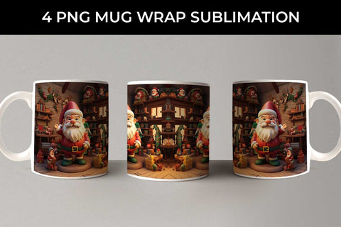 Santa's Workshop Wonders Mug: Joyful Christmas Preparations, 3D Holiday Magic Sublimation Sintegra 