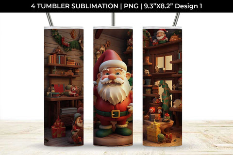 Santa's Workshop Wonders Tumbler: Joyful Christmas Preparations, 3D Holiday Magic Sublimation Sintegra 