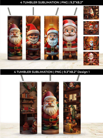 Santa's Workshop Wonders Tumbler: Joyful Christmas Preparations, 3D Holiday Magic Sublimation Sintegra 