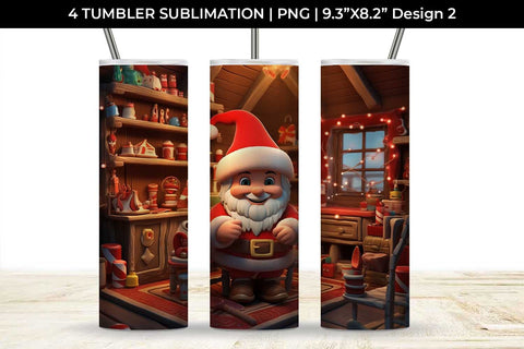 Santa's Workshop Wonders Tumbler: Joyful Christmas Preparations, 3D Holiday Magic Sublimation Sintegra 