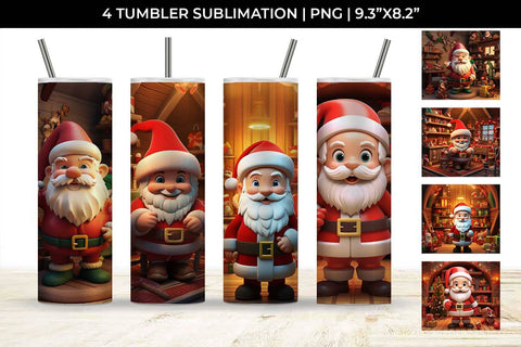Santa's Workshop Wonders Tumbler: Joyful Christmas Preparations, 3D Holiday Magic Sublimation Sintegra 