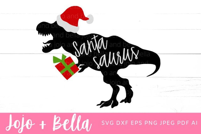Santasaurus Svg, Santa Dinosaur Svg, Kid’s Christmas Shirt Svg, Santa Claus Svg, Dinosaur Svg, Christmas Gift png, Christmas Sign DXF, Christmas Svgs, Christmas Ornament SVG SVG Jojo&Bella 