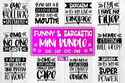 Sarcasm SVG Sarcastic SVG Funny Mini SVG Bundle Vol 3 SVG Whistlepig Designs 