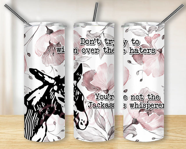 Sarcastic 20oz Skinny Tumbler Png, Jackass Donkey Tumbler, Donkey Tumbler Png, Stainless Steel Tumbler, Cute Donkey Floral Tumbler Sublimation BouDesign 