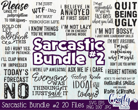 Sarcastic Bundle 2 SVG Crafty Mama Studios 