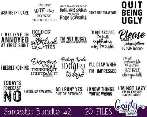 Sarcastic Bundle 2 SVG Crafty Mama Studios 