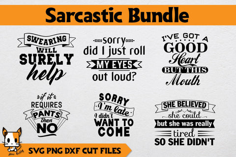 Sarcastic Bundle | Funny Sayings SVG | 6 T-Shirt Designs SVG Zen Kitty 