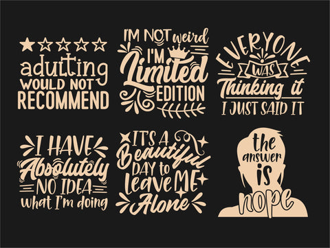 Sarcastic Bundle SVG, (20 Designs), Sarcastic Quotes, Svg Cut Files, Sayings Svg, Funny Shirt Designs, Sarcasm Svg, Cricut Svg, Silhouette SVG TonisArtStudio 