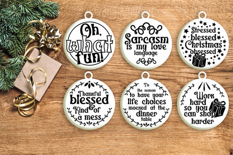 Sarcastic Christmas Ornament Svg Bundle. Round Christmas Ornaments Svg. Merry Christmas Svg. Funny, Sassy Quotes and Sayings Dxf Eps Png Pdf SVG Mint And Beer Creations 