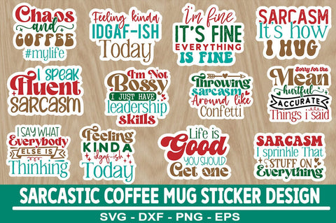 Sarcastic Coffee Mug Sticker Bundle SVG CraftingStudio 