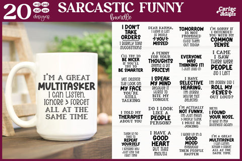 Sarcastic Funny SVG and Sublimation Bundle SVG Carla C Designs 