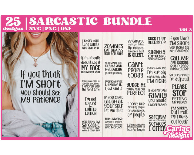 Sarcastic Funny SVG Bundle | Sassy SVG Bundle | Vol 3 SVG Carla C Designs 